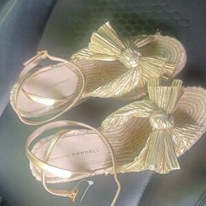 Loeffler Randall 5.5 pleated gold sandals